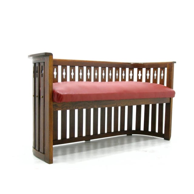 Oak sofa + chair in the vienna arts & crafts style, set of 2 sofa - h. 70 cm, w. 130 cm, d. 52 cm armchair - h. 70 cm, w....