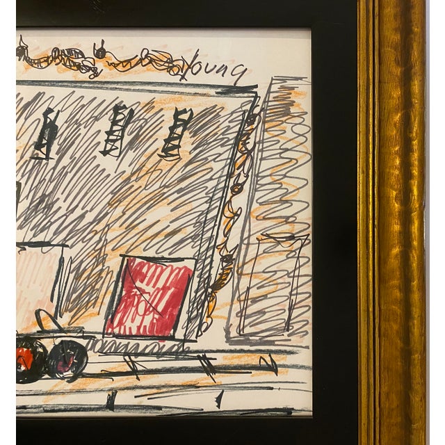 Original Purvis Young Miami Urban Expressionist Mixed Media Drawing Framed An expressive and highly authentic original...
