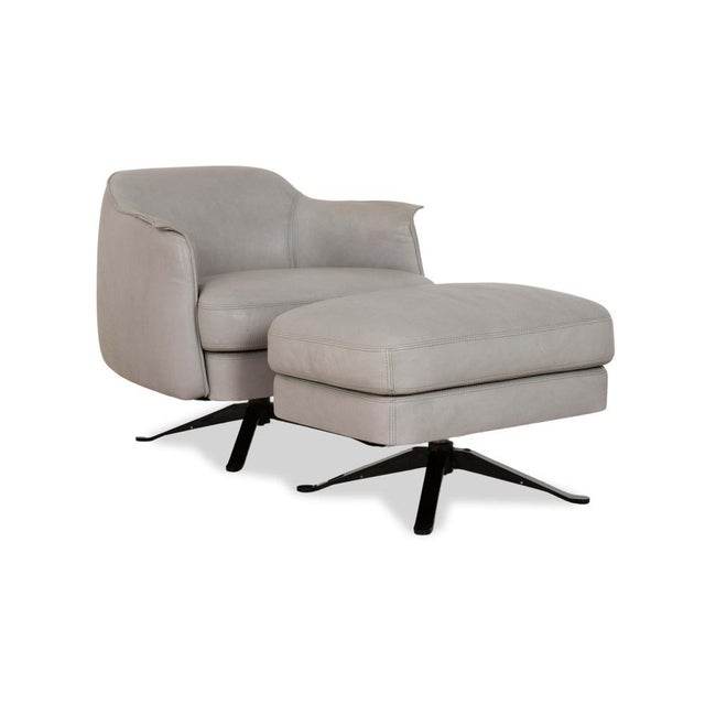 Set of Leather Armchair Grey and Stool from Cierre Boheme For Sale - Image 15 of 15