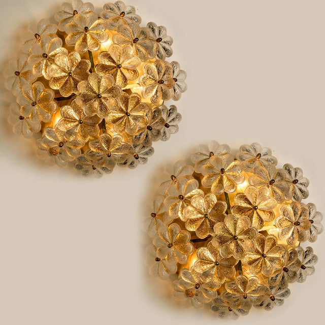 Glass and Brass Floral Wall Light by Ernst Palme, 1970s For Sale - Image 12 of 15