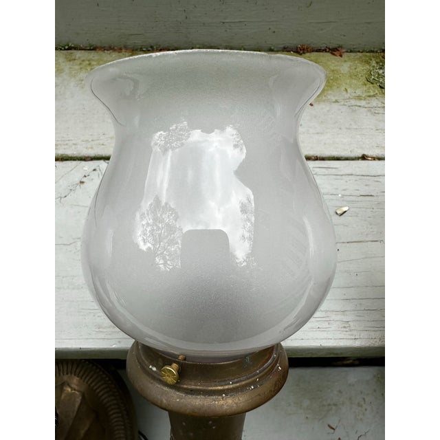 Bradley Hubbard Pair of Vintage Two Light Brass Wall Sconces, Attributed to Bradley & Hubbard For Sale - Image 4 of 8