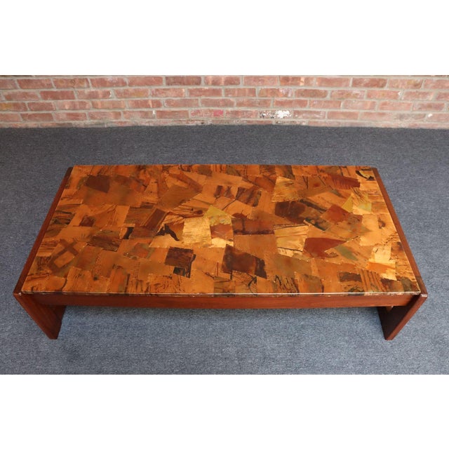 1960s Brazilian Modern Rosewood and Copper Mosaic Coffee Table by Percival Lafer For Sale - Image 5 of 18