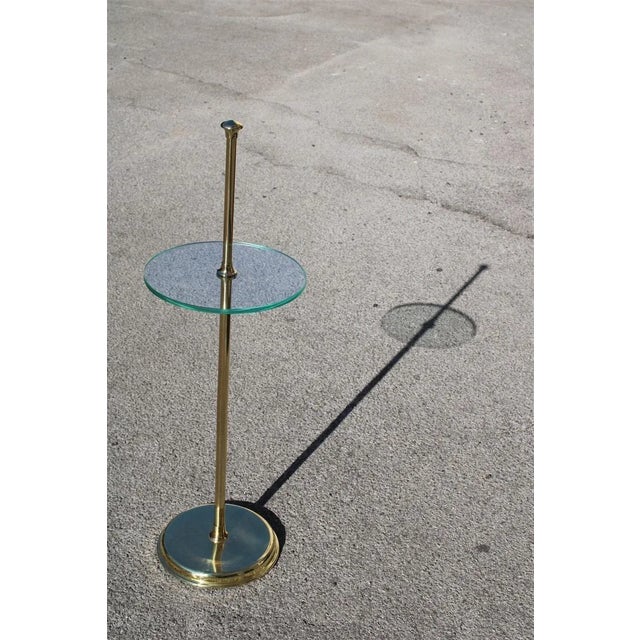 Gold Minimal Round Gueridon in Brass and Glass, Italy, 1970s For Sale - Image 8 of 9