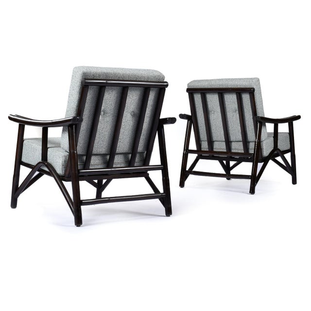 Pair John Wisner for Ficks Reed Far Horizons Light Blue Rattan Lounge Chairs For Sale - Image 11 of 16