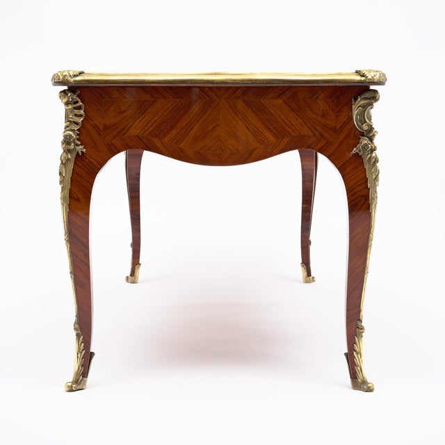 1900 - 1909 French Louis XV Style Ormolu-Mounted Bureau Plat, in the Manner of François Linke, Circa 1900 For Sale - Image 5 of 9