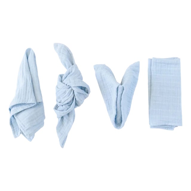 Organic Cotton Napkins - Tuscan Blue, Set of 4 For Sale