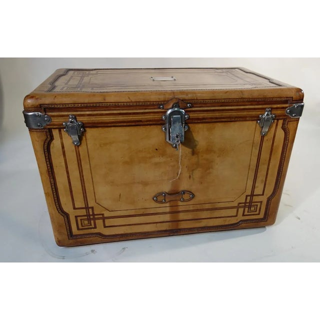 Antique Leather Trunk Courier Trunk from Gautier, 1890s For Sale - Image 14 of 14