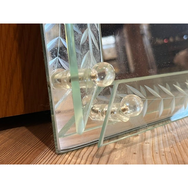 Art Deco Art Deco Mirrored and Etched Glass Large Vanity Tray For Sale - Image 3 of 8