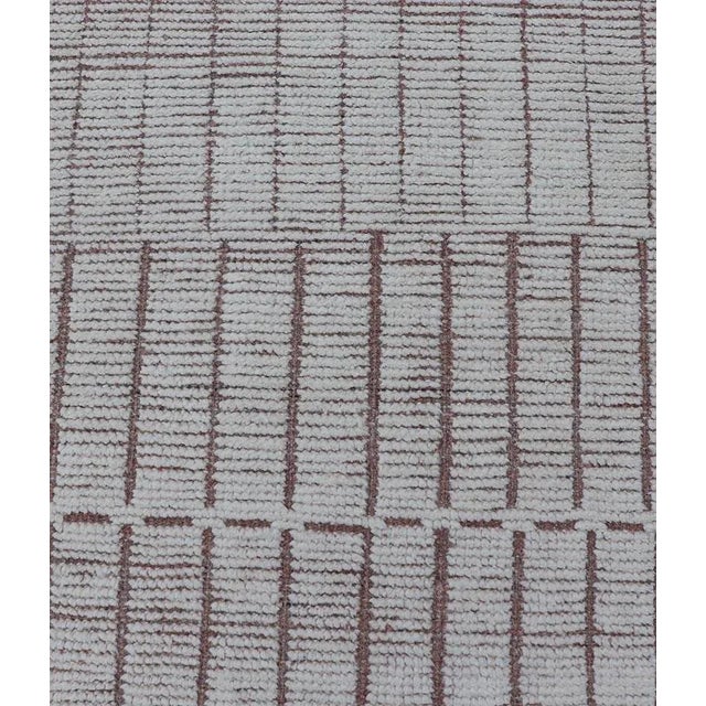 Tribal Modern Moroccan Runner With Modern Design in Cream by Keivan Woven Arts For Sale - Image 3 of 11