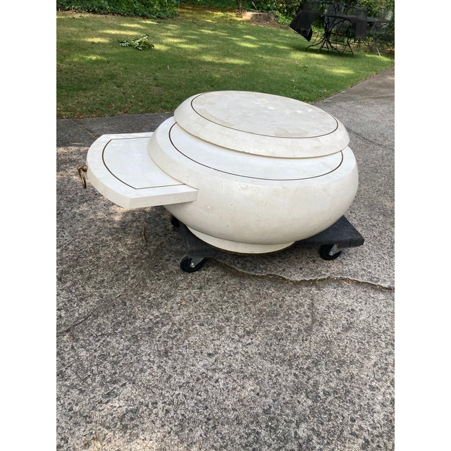 Late 20th Century Post-Modern Tessellated Stone Expanding Occasional Table After Karl Springer For Sale - Image 12 of 12