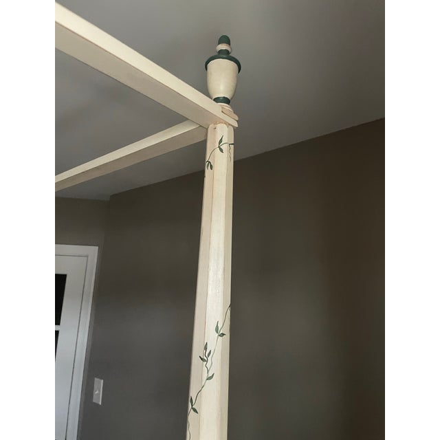1980s 1980s Hand Painted Country French Four Poster Canopy Full Size Bed For Sale - Image 5 of 12