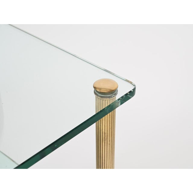 Brass and Glass 2-Tier Side Table or Nightstand from Maison Jansen, France, 1970s For Sale - Image 6 of 14