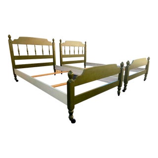 Pair Ethan Allen American Traditional Twin Beds For Sale