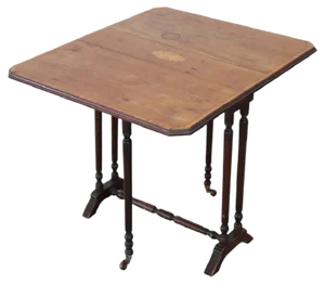 Antique Inlaid Wood Folding and Serving Table, 1880s