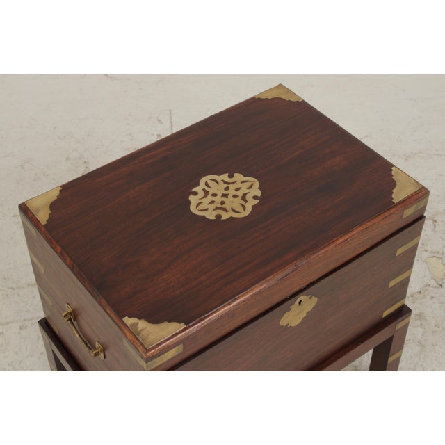 Vintage Asian Inspired Brass Inlaid Box on Stand For Sale - Image 9 of 15