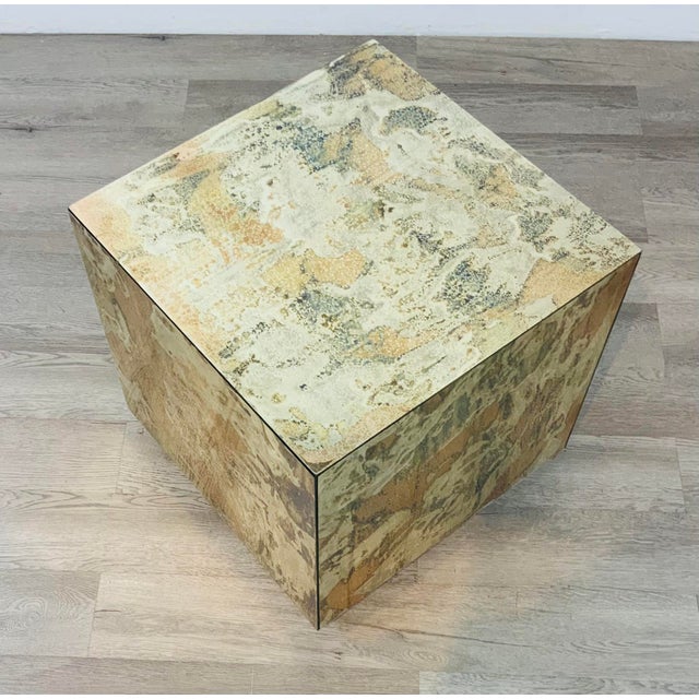 Worlds Away Modern Antique Mirror Cube Side Table Chairish