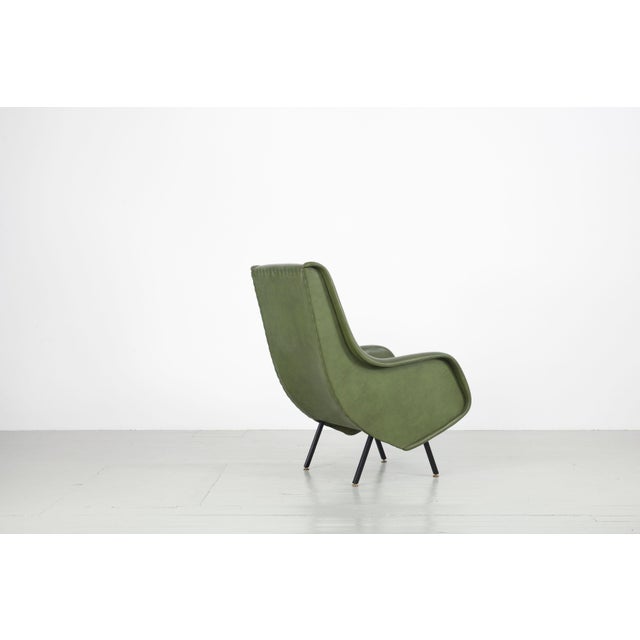 Mid-Century Italian Green Leatherette Armchair, 1950s For Sale - Image 6 of 14