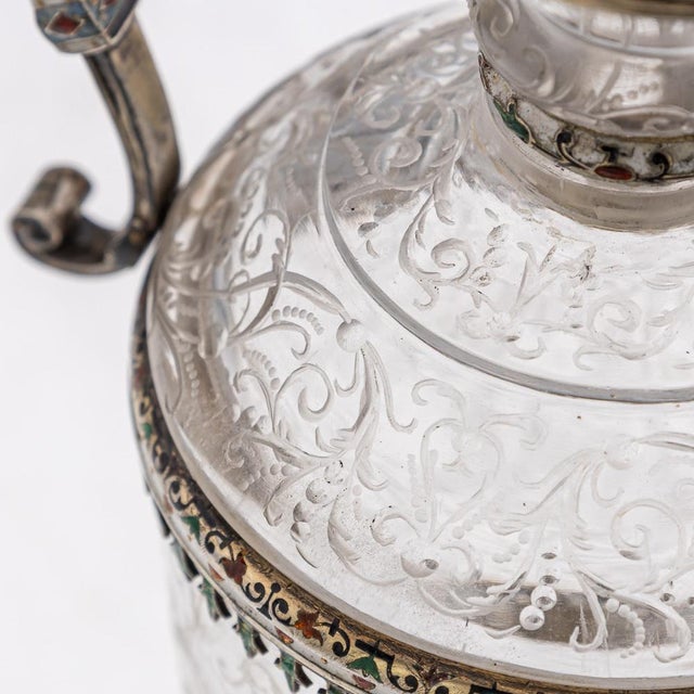 Antique 19th Century Austrian Silver, Enamel & Rock Crystal Ewer by Rudolf Linke, 1890s For Sale - Image 17 of 18