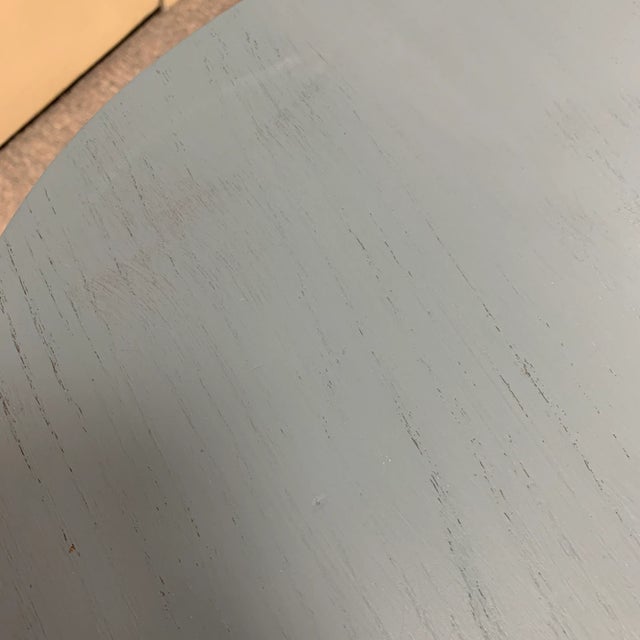 1970s Country Rustic Teal Painted Oval Side Table For Sale - Image 4 of 11