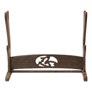 Chinese Gray Brown Wood Horizontal Pen Brush Holder Display Rack