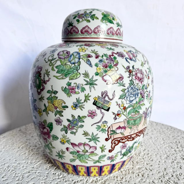 Ceramic Chinese Hand Painted Porcelain Ginger Jar For Sale - Image 7 of 7