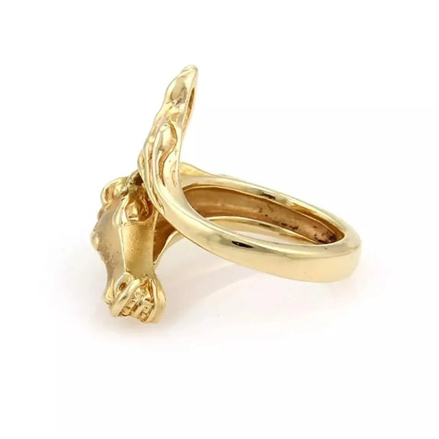 Contemporary Horse Design Bypass 14k Yellow Gold Ring For Sale - Image 3 of 7