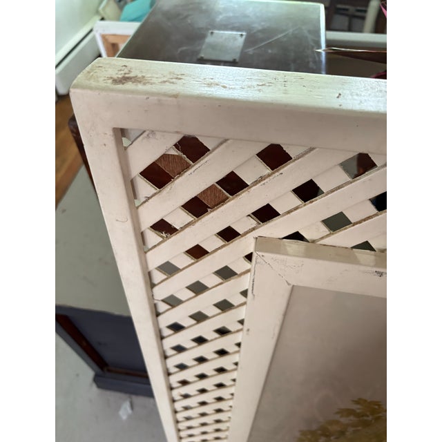 Gloria Eriksen watercolor lithograph in a beautiful white wood lattice frame.