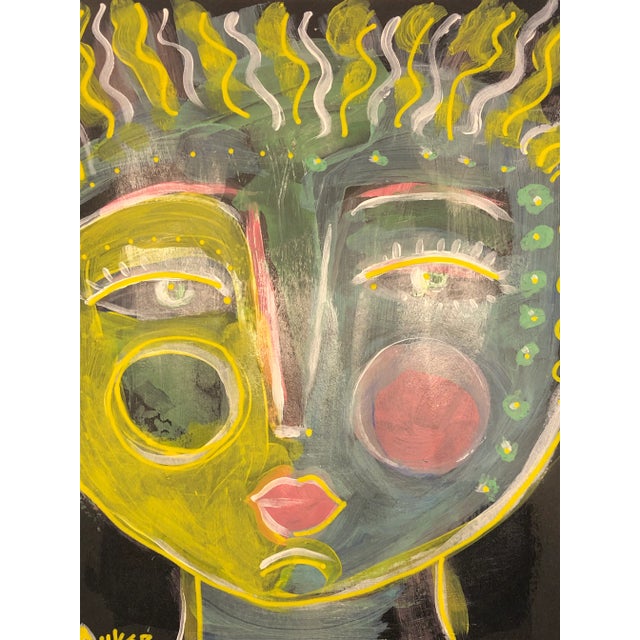 Original mixed media on black paper. COA included. Unframed.