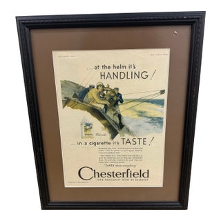 Chesterfield Cigarette Ad: From 1930 Size:~14 X 18 Inches Rare Framed For Sale