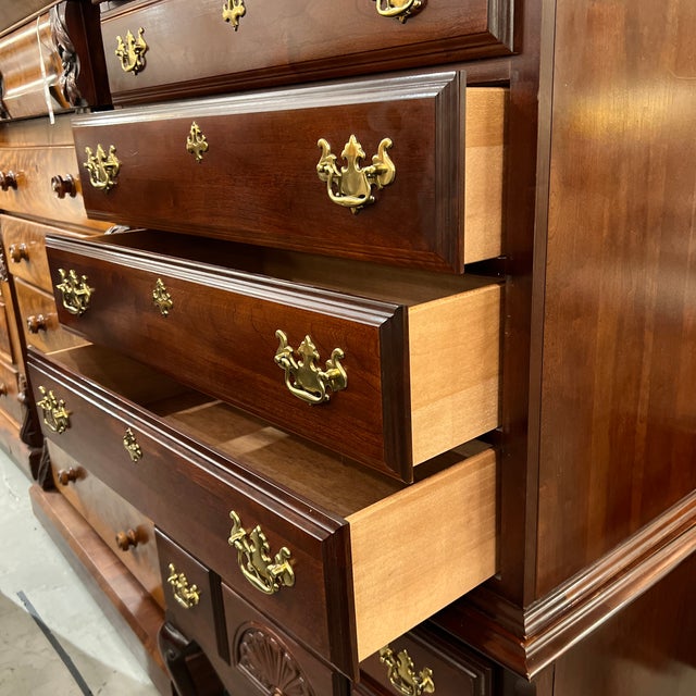 1980's Queen Anne Wooden Highboy Dresser Chairish