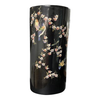 Italian Glazed Terracotta Umbrella Stand For Sale