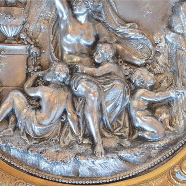 Pair of Italian Deep Relief Figural Metal Wall Plaques, Late 19th Century. For Sale In Los Angeles - Image 6 of 12