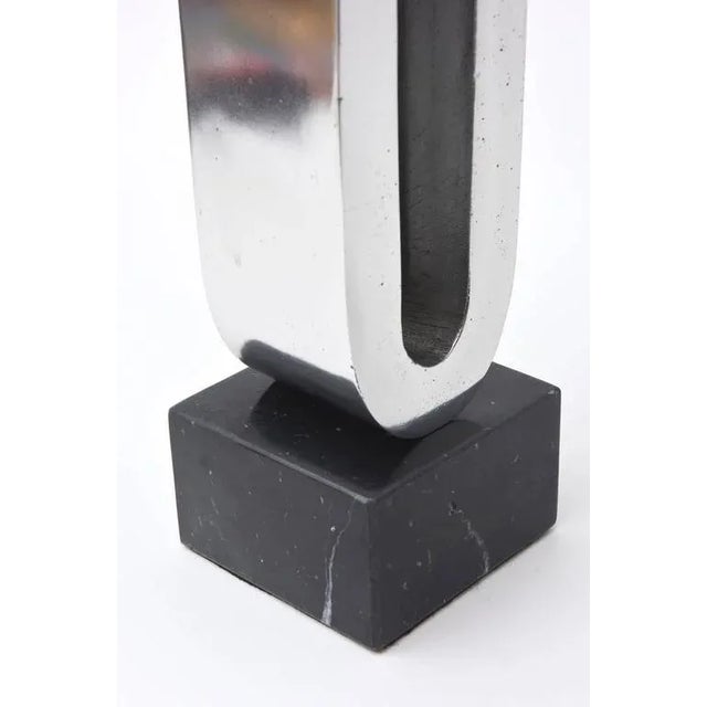 Vintage Modernist Chrome and Black Marble Abstract Sculpture by Mary Preminger, 1968 For Sale In Miami - Image 6 of 10