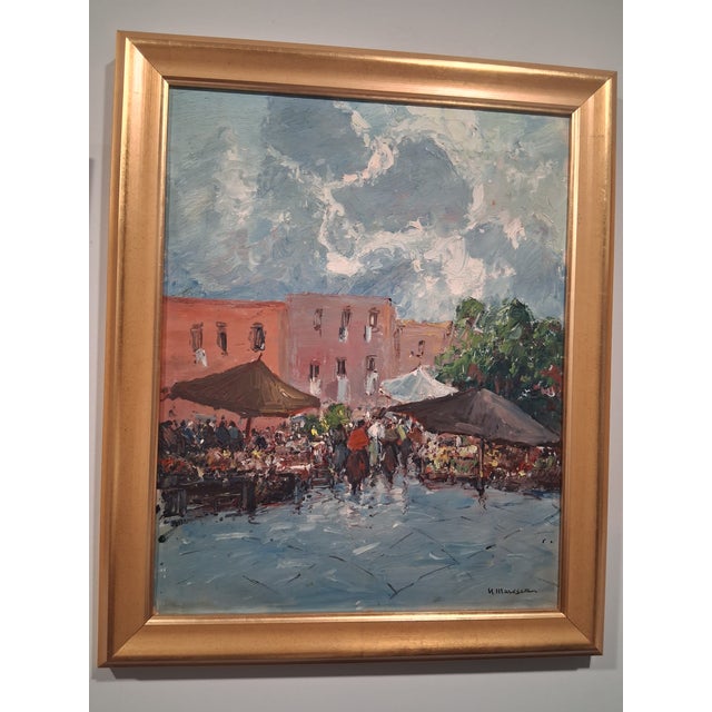 Early 19th CenturySigned Italian Street Scene Oil on Canvas Painting, Framed Wall Art With Gold Frame For Sale In New York - Image 6 of 6