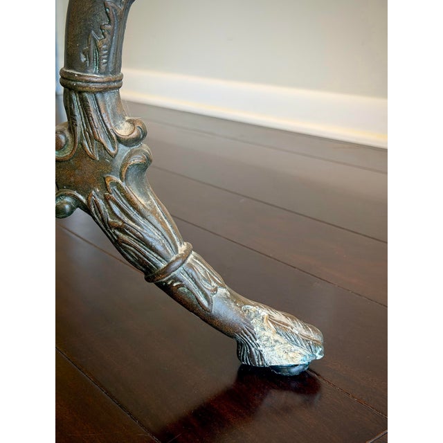 Bronze Vintage Egyptian Revival Leather Top Console Table Desk With Winged Woman Caryatid Sphinx Base For Sale - Image 8 of 11