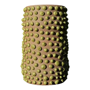 Brown Clay Amoeba Matte Glazed Vase With Matcha Toned Dots