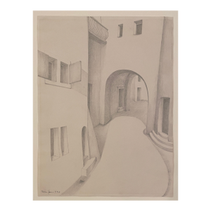 1944 Paul Bonifas Swiss Streetscene Drawing