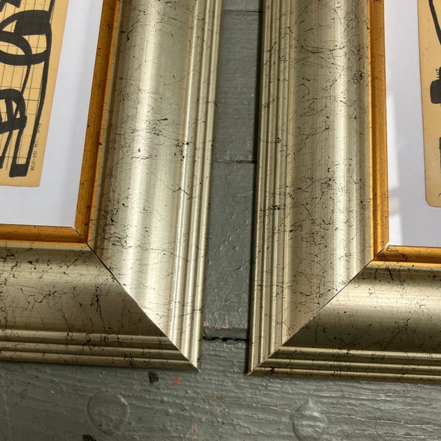 Contemporary Two Original Wayne Cunningham Abstract Marker Drawings on Vintage Registration Cards- Set of Two For Sale - Image 4 of 5