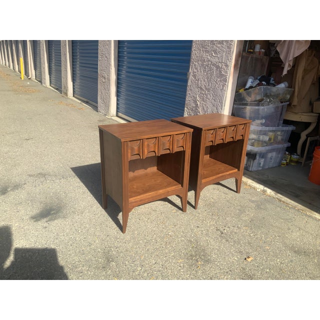 Mid-Century Modern Mid Century Solid Walnut Nightstands - Pair For Sale - Image 3 of 10