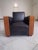 Wood Art Deco Cubist Black Leather Lounge Chair, 1930s For Sale - Image 7 of 10