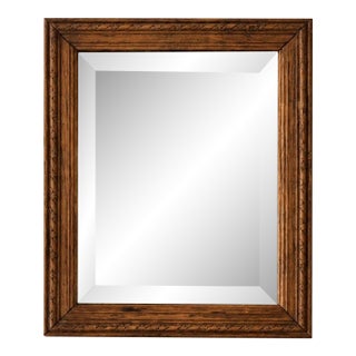 Antique French Carved Wood Beveled Mirror, C. 1880–1900 For Sale