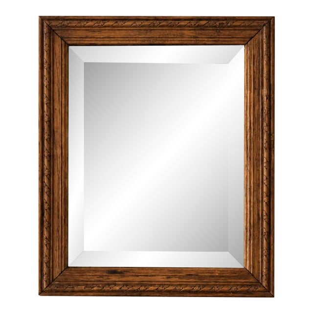 Antique French Carved Wood Beveled Mirror, C. 1880–1900 For Sale