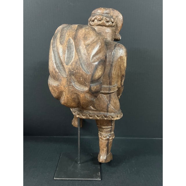 Brown Late 20th Century Carved Wood Santa Claus Sculpture For Sale - Image 8 of 11