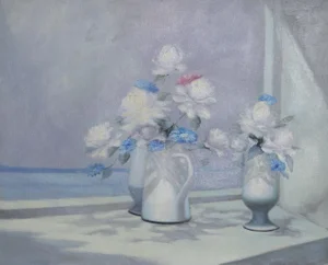 Vase of Flowers 13, Les Bullene Oil on Canvas