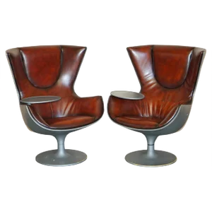 Set of Brown Leather Eurostar Egg Armchairs by Philippe Starck for Cassina