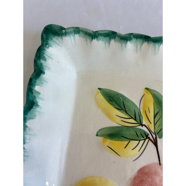 Farmhouse Vintage NSP Italy Hand-Painted Fruit Motif Square Plate For Sale - Image 3 of 11
