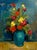 Mid 20th Century Jan De Ruth, Czech American Floral Oil Painting Jan De Ruth Vibrant Modernist Flowers in Vase For Sale - Image 5 of 10