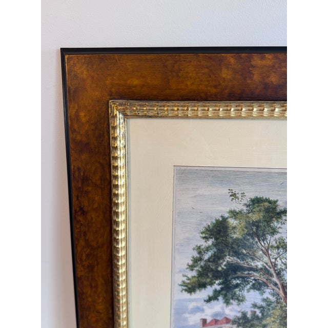 Neoclassical J. G. Strutt, Oriental Plane at Lee Place 1824 Colored Engraving Framed by Throwbridge Gallery London For Sale - Image 3 of 7