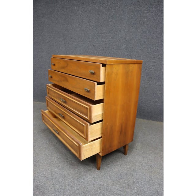 Mid-Century Modern Walnut Highboy Chest, Attributed to Broyhill For Sale - Image 4 of 8