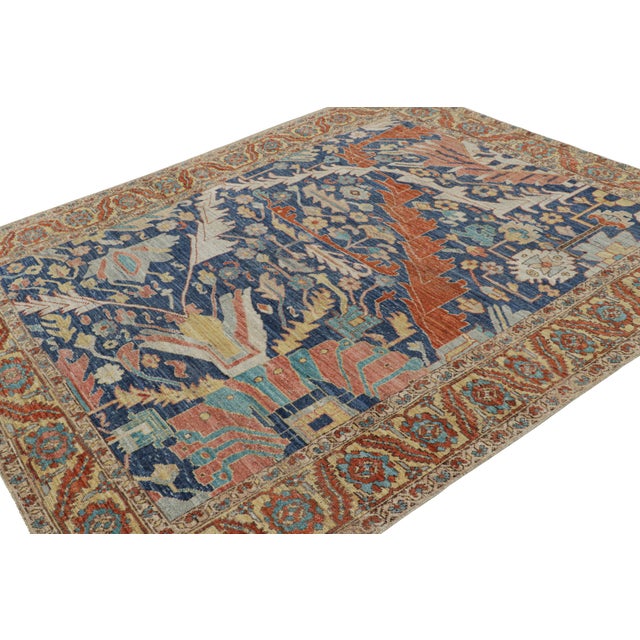 Rug & Kilim Rug & Kilim’s Persian Bakshaish Rug in Navy Blue With Floral Patterns For Sale - Image 4 of 7
